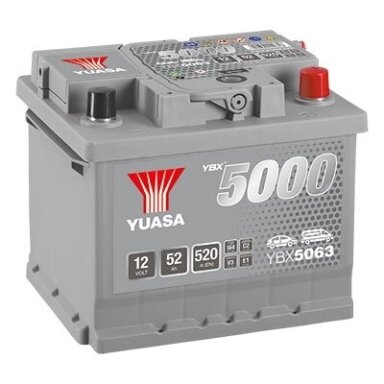 Akumuliatorius YUASA 5000 52Ah 520A 12V YBX5063